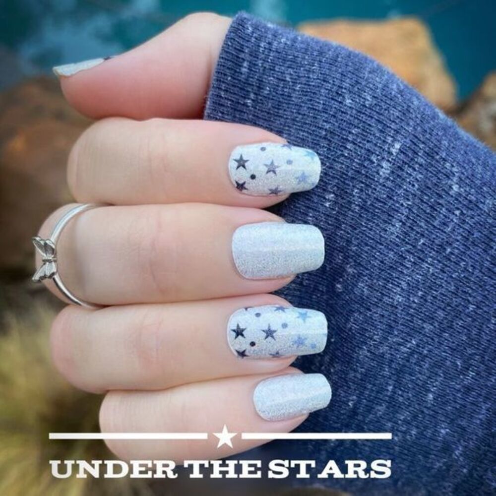 Color Street - Under the Stars, gradient blue stars on snowy glitter